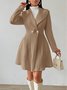 Women Autumn Outerwear Casual Jacquard Plain Long Sleeve Lapel Collar Jacket