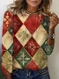 Women Christmas Long Sleeve Tee T-shirt Crew Neck Printing Casual Spring/Fall Graphic Tee Top