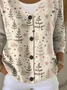 Women Christmas Long Sleeve V Neck Casual Spring/Fall Cardigan Outerwear