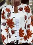Women Maple Leaf Printing Long Sleeve Crew Neck Vintage Spring/Fall Cardigan Outerwear