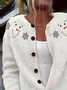Women Christmas Snowman Printing Long Sleeve Crew Neck Vintage Spring/Fall Cardigan Outerwear
