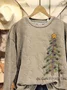 Women Christmas Crew Neck Printing Casual Spring/Fall Long Sleeve Sweatshirt
