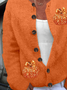 Women Halloween (pumpkin) Printing Long Sleeve Crew Neck Vintage Spring/Fall Cardigan Outerwear