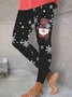 Women Christmas Snowman Casual All Season Printing Long Leggings