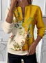 Women Floral Crew Neck Printing Casual Spring/Fall Long Sleeve Sweatshirt