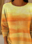 Women Abstract Printing Spring/Fall Casual Long Sleeve Crew Neck Sweater