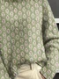 Women Floral Printing Spring/Fall Vintage Long Sleeve Turtleneck Sweater