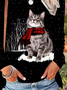 Women Christmas Long Sleeve Tee T-shirt Crew Neck Printing Casual Spring/Fall Graphic Tee Top