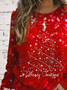 Women Christmas Long Sleeve Tee T-shirt Crew Neck Printing Casual Spring/Fall Graphic Tee Top