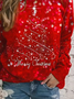 Women Christmas Long Sleeve Tee T-shirt Crew Neck Printing Casual Spring/Fall Graphic Tee Top