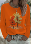 Women Maple Leaf Long Sleeve Tee T-shirt Crew Neck Printing Casual Spring/Fall Graphic Tee Top