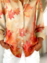 Women Maple Leaf Long Sleeve Shirt Spring/Fall Buckle Shirt Collar Regular Sleeve Daily Casual Top