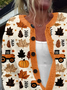 Women Maple Leaf Printing Long Sleeve Crew Neck Vintage Spring/Fall Cardigan Outerwear