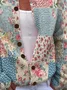 Women Floral Printing Long Sleeve Crew Neck Vintage Spring/Fall Cardigan Outerwear