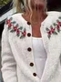 Women Floral Printing Long Sleeve Crew Neck Vintage Spring/Fall Cardigan Outerwear