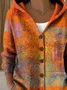 Women Abstract Printing Long Sleeve Hoodie Casual Spring/Fall Cardigan Outerwear