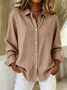 Women Striped Long Sleeve Shirt Spring/Fall Buckle Shirt Collar Regular Sleeve Daily Casual Top