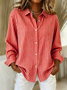 Women Striped Long Sleeve Shirt Spring/Fall Buckle Shirt Collar Regular Sleeve Daily Casual Top
