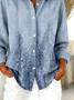 Women Floral Long Sleeve Shirt Spring/Fall Buckle Shirt Collar Regular Sleeve Daily Casual Top