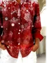 Women Christmas Long Sleeve Shirt Spring/Fall Buckle Shirt Collar Regular Sleeve Daily Casual Top