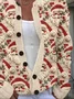Women Santa Claus Printing Long Sleeve Crew Neck Vintage Spring/Fall Cardigan Outerwear