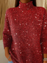 Women Christmas Printing Spring/Fall Vintage Long Sleeve Turtleneck Sweater