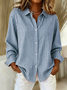 Women Striped Long Sleeve Shirt Spring/Fall Buckle Shirt Collar Regular Sleeve Daily Casual Top