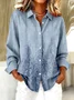 Women Floral Long Sleeve Shirt Spring/Fall Buckle Shirt Collar Regular Sleeve Daily Casual Top