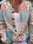 Women Floral Printing Long Sleeve Crew Neck Vintage Spring/Fall Cardigan Outerwear