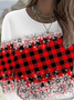 Women Plaid Long Sleeve Tee T-shirt Crew Neck Printing Casual Spring/Fall Graphic Tee Top