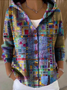 Women Abstract Printing Long Sleeve Hoodie Casual Spring/Fall Cardigan Outerwear