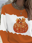 Women Halloween (pumpkin) Long Sleeve Tee T-shirt Crew Neck Printing Casual Spring/Fall Graphic Tee Top