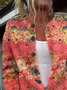 Women Floral Printing Long Sleeve Crew Neck Vintage Spring/Fall Cardigan Outerwear