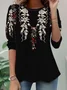 Women Floral Long Sleeve Tee T-shirt Crew Neck Casual Spring/Fall Tunic Top