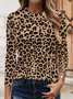 Women Leopard Long Sleeve Tee T-shirt Crew Neck Printing Casual Spring/Fall Graphic Tee Top