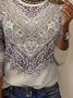Women Abstract Long Sleeve Tee T-shirt Crew Neck Printing Casual Spring/Fall Graphic Tee Top