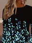 Women Leaf Long Sleeve Tee T-shirt Crew Neck Printing Casual Spring/Fall Graphic Tee Top