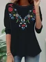 Women Floral Long Sleeve Tee T-shirt Crew Neck Casual Spring/Fall Tunic Top
