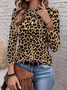 Women Leopard Long Sleeve Tee T-shirt Crew Neck Printing Casual Spring/Fall Graphic Tee Top
