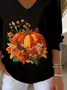 Women Floral Long Sleeve Tee T-shirt V Neck Printing Casual Spring/Fall Top