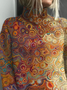 Women Abstract Printing Spring/Fall Vintage Long Sleeve Turtleneck Sweater