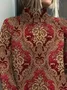 Women Floral Printing Spring/Fall Vintage Long Sleeve Turtleneck Sweater
