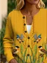 Women Bird Printing Long Sleeve Crew Neck Vintage Spring/Fall Cardigan Outerwear