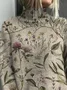Women Floral Printing Spring/Fall Vintage Long Sleeve Turtleneck Sweater