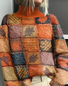 Women Maple Leaf Printing Spring/Fall Vintage Long Sleeve Turtleneck Sweater