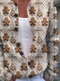 Women Christmas Printing Long Sleeve Crew Neck Vintage Spring/Fall Cardigan Outerwear