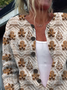 Women Christmas Printing Long Sleeve Crew Neck Vintage Spring/Fall Cardigan Outerwear
