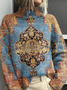Women Ethnic Printing Spring/Fall Vintage Long Sleeve Turtleneck Sweater