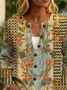 Women Floral Printing Long Sleeve Crew Neck Vintage Spring/Fall Cardigan Outerwear