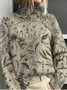 Women Floral Printing Spring/Fall Vintage Long Sleeve Turtleneck Sweater
